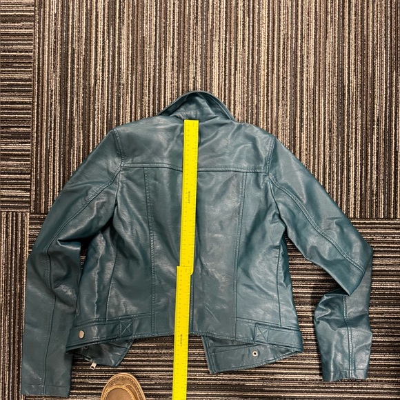 Coffee shop Teal pleather biker jacket xs. - Picture 10 of 11